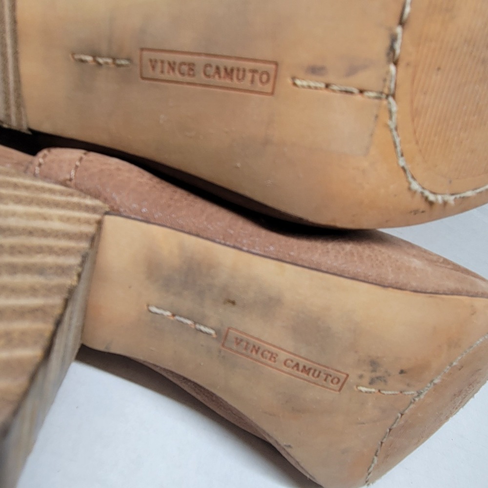 Vince Camuto Peep Toe Booties Brown Leather Slingback Heel Size 8M - Picture 11 of 11